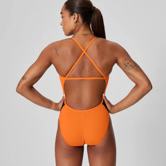 Women's Edge Splice Crossback One Piece Black/Orange