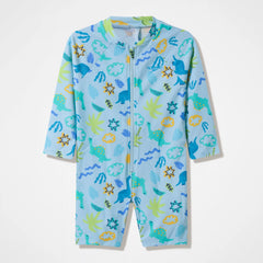 Infants Printed Long Sleeve Zip One Piece Blue