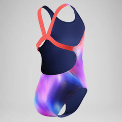 Girls Printed Leaderback One Piece Navy/Pink
