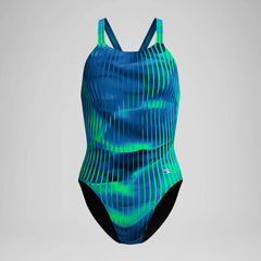 Women's Club Training Printed Leaderback One Piece Green/Blue