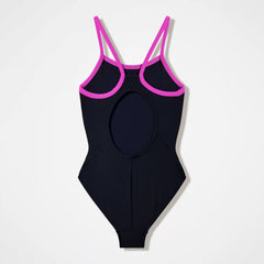 Girls Thinstrap Muscleback One Piece Black/Pink