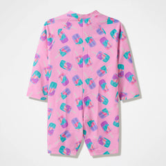 Infants Printed Long Sleeve Zip One Piece Pink