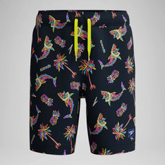 Kid's Print Redondo Volley Swim Shorts Black/Green