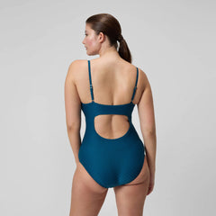 Women's Texture Adjustable Thin Strap One Piece Blue