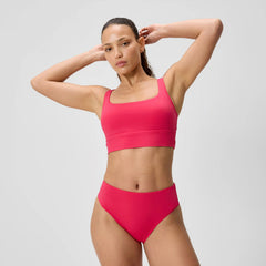 Women's Solid Square Neck Bikini Top Ruby