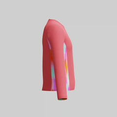Girl's Long Sleeve Printed Splice Rashguard Orange