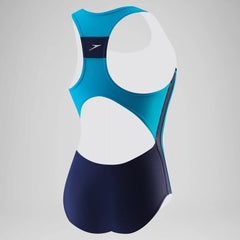 Girls Solid Infinity Splice One Piece Navy