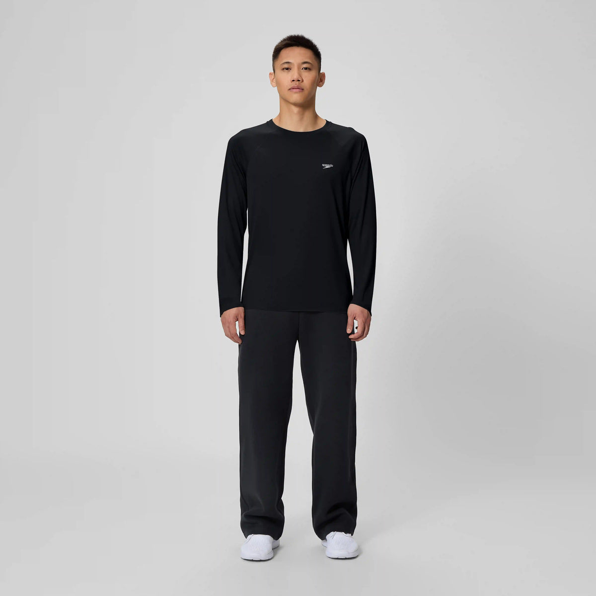 Men's Easy Solid Long Sleeve Swim Rashguard Black