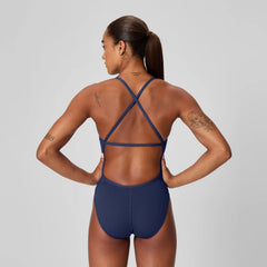 Women's Solid Endurance+ Crossback One Piece Navy