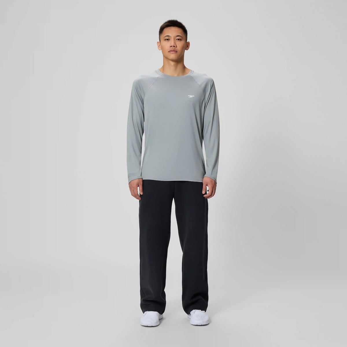Men's Easy Solid Long Sleeve Swim Rashguard Gray