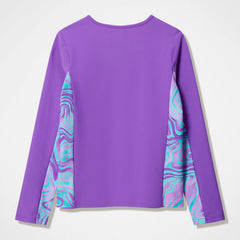 Girls Printed Long Sleeve Rashguard Purple