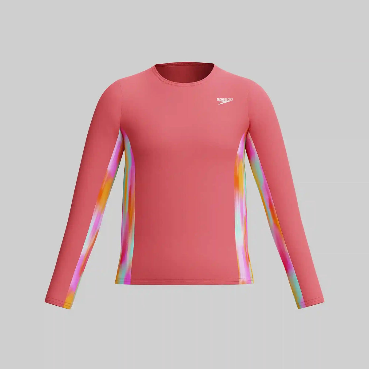 Girl's Long Sleeve Printed Splice Rashguard Orange