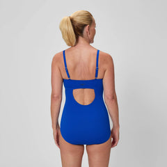 Women's Solid Shirred Adjustable One Piece Blue