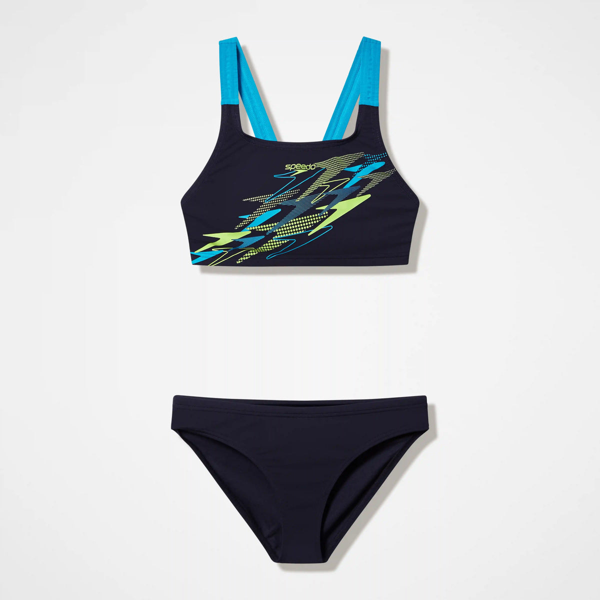 Women's Medley Logo V-Back Two Piece Black/Turquoise