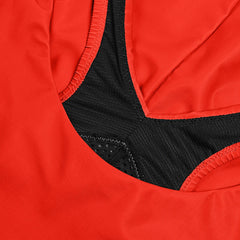 Women's Solid Scoop Mesh One Piece Red