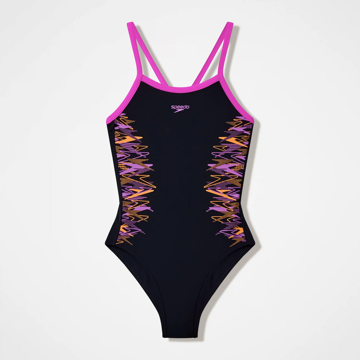 Girls Thinstrap Muscleback One Piece Black/Pink