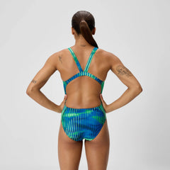 Women's Club Training Printed Leaderback One Piece Green/Blue