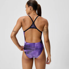 Women's Club Training Printed Turnback One Piece Purple