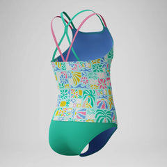 Girls Printed Strappy Two Piece Green