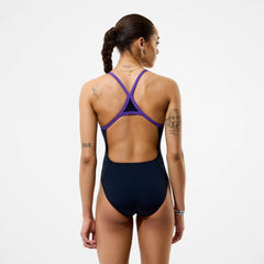 Women's Team EnduranceX Turnback Swimsuit Black/Purple
