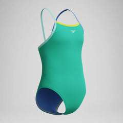 Girls Solid Propel Back One Piece Green