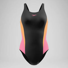 Women's Colorblock Muscleback One Piece Black/Peach