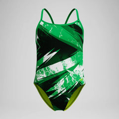 Girls Bolted Flyback One Piece Black/Green