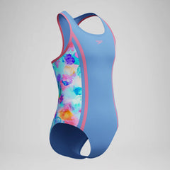 Girls Printed Spliced Racerback One Piece Blue