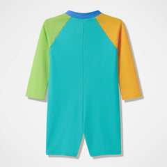 Infants Colorblock Long Sleeve Zip One Piece Green/Orange