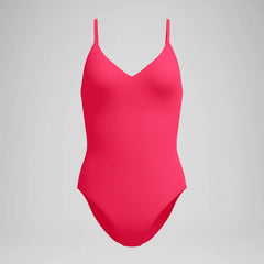 Women's Solid V-Neck One Piece Ruby