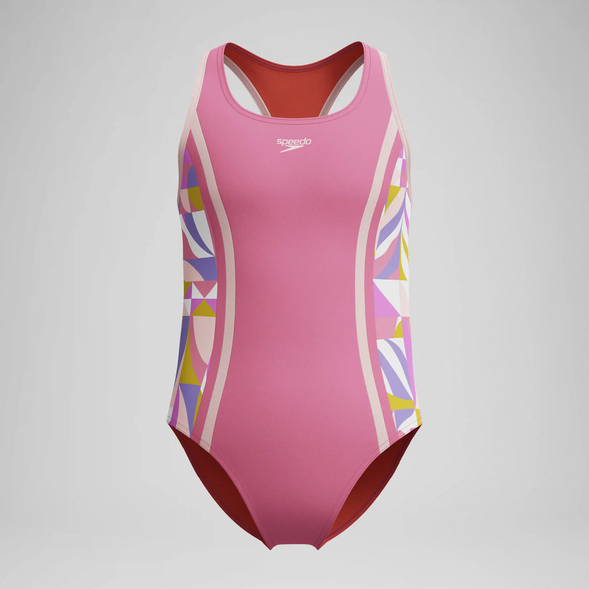 Girls Printed Spliced Racerback One Piece Pink