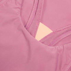 Women's Solid High Neck One Piece Pink