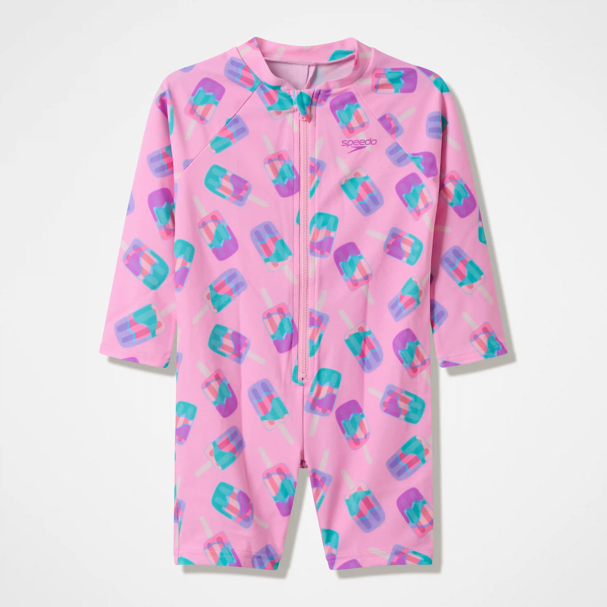 Infants Printed Long Sleeve Zip One Piece Pink